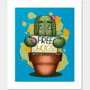 cactus free hugs cute and funny Posters and Art